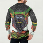 Penrith Panthers Button Sweatshirt The Scream of Lightning Eyes - Indigenous Dot Ripping Effect