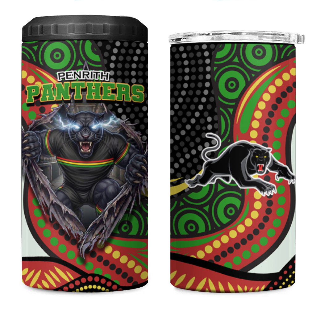 Penrith Panthers 4 in 1 Can Cooler Tumbler The Scream of Lightning Eyes - Indigenous Dot Ripping Effect