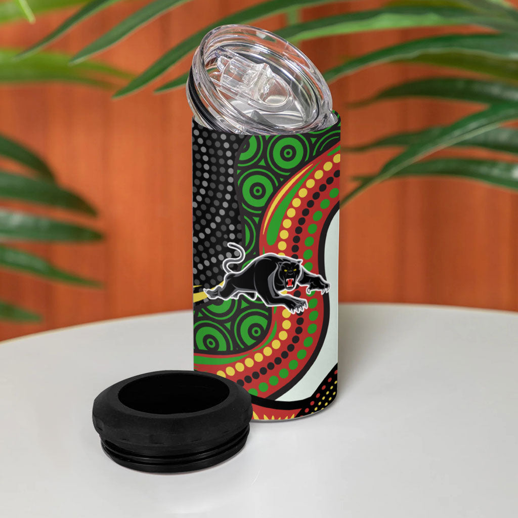 Penrith Panthers 4 in 1 Can Cooler Tumbler The Scream of Lightning Eyes - Indigenous Dot Ripping Effect