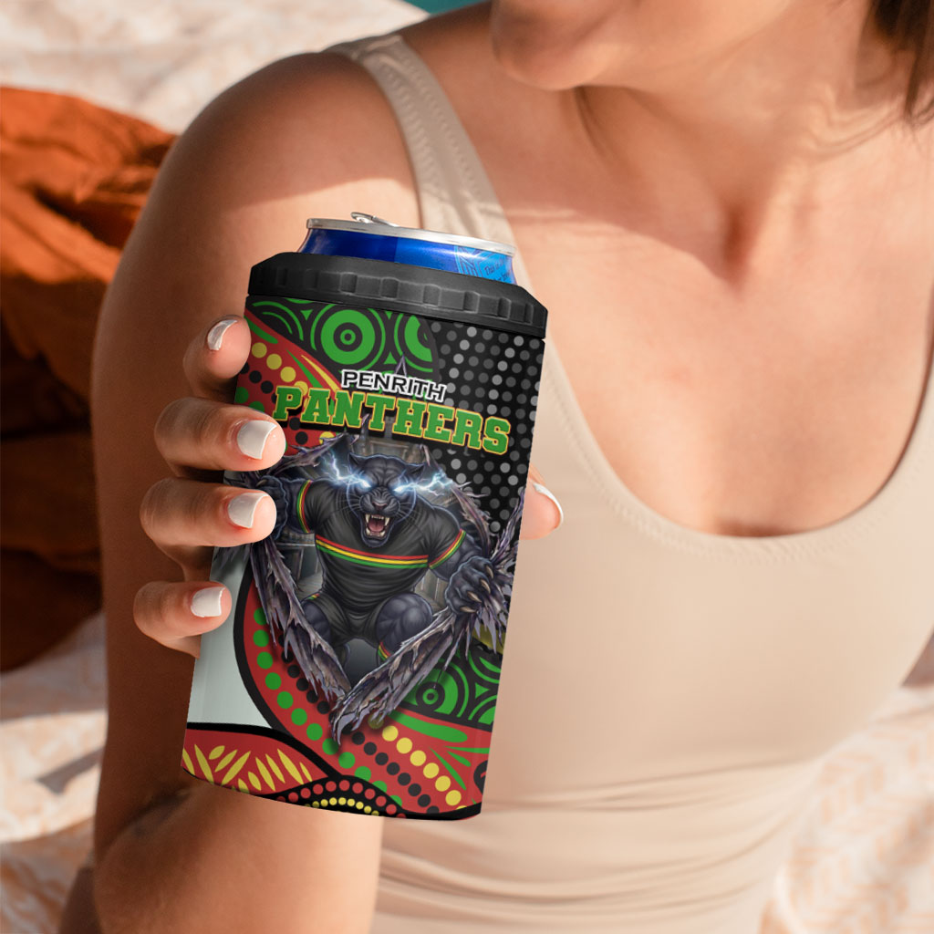 Penrith Panthers 4 in 1 Can Cooler Tumbler The Scream of Lightning Eyes - Indigenous Dot Ripping Effect