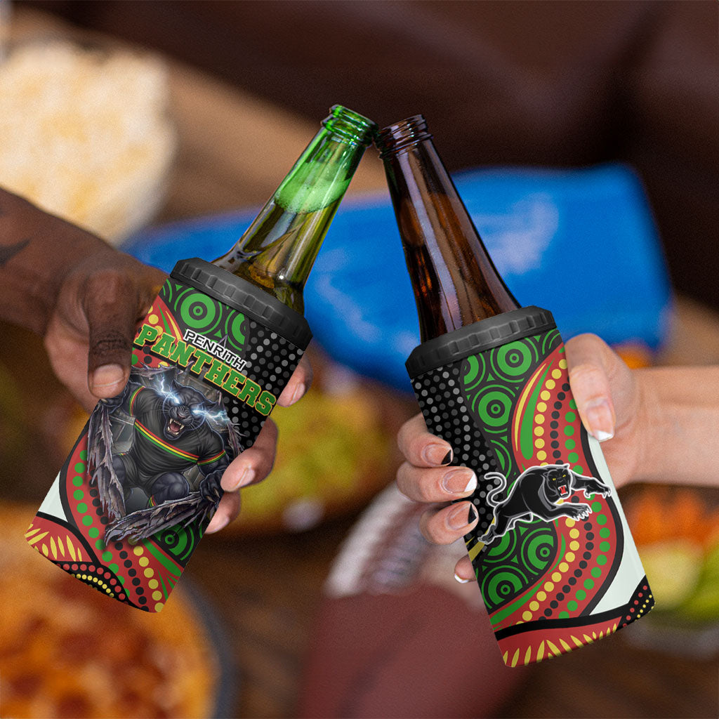 Penrith Panthers 4 in 1 Can Cooler Tumbler The Scream of Lightning Eyes - Indigenous Dot Ripping Effect