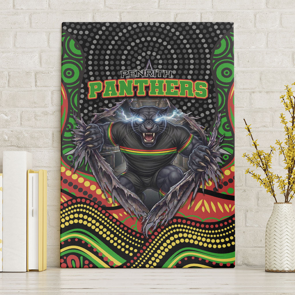 Penrith Panthers Canvas Wall Art The Scream of Lightning Eyes - Indigenous Dot Ripping Effect