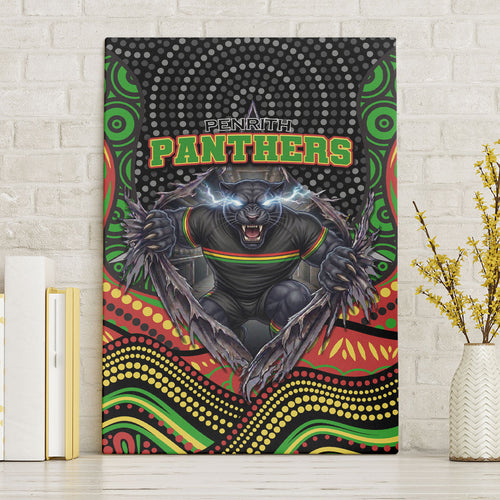 Penrith Panthers Canvas Wall Art The Scream of Lightning Eyes - Indigenous Dot Ripping Effect