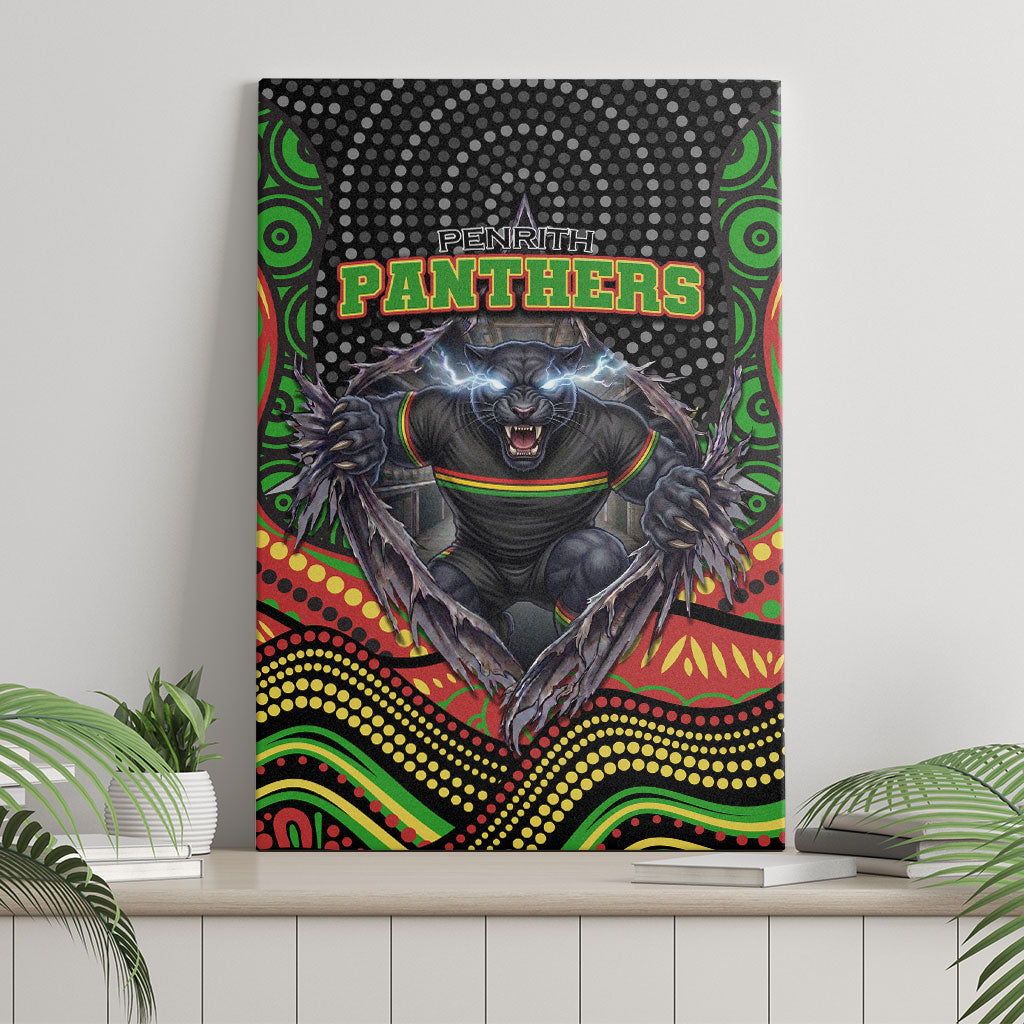 Penrith Panthers Canvas Wall Art The Scream of Lightning Eyes - Indigenous Dot Ripping Effect