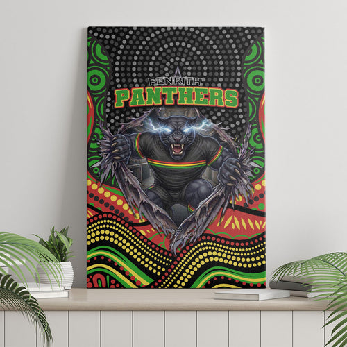 Penrith Panthers Canvas Wall Art The Scream of Lightning Eyes - Indigenous Dot Ripping Effect
