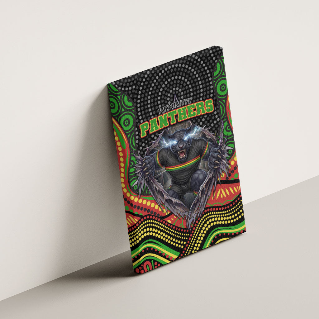 Penrith Panthers Canvas Wall Art The Scream of Lightning Eyes - Indigenous Dot Ripping Effect