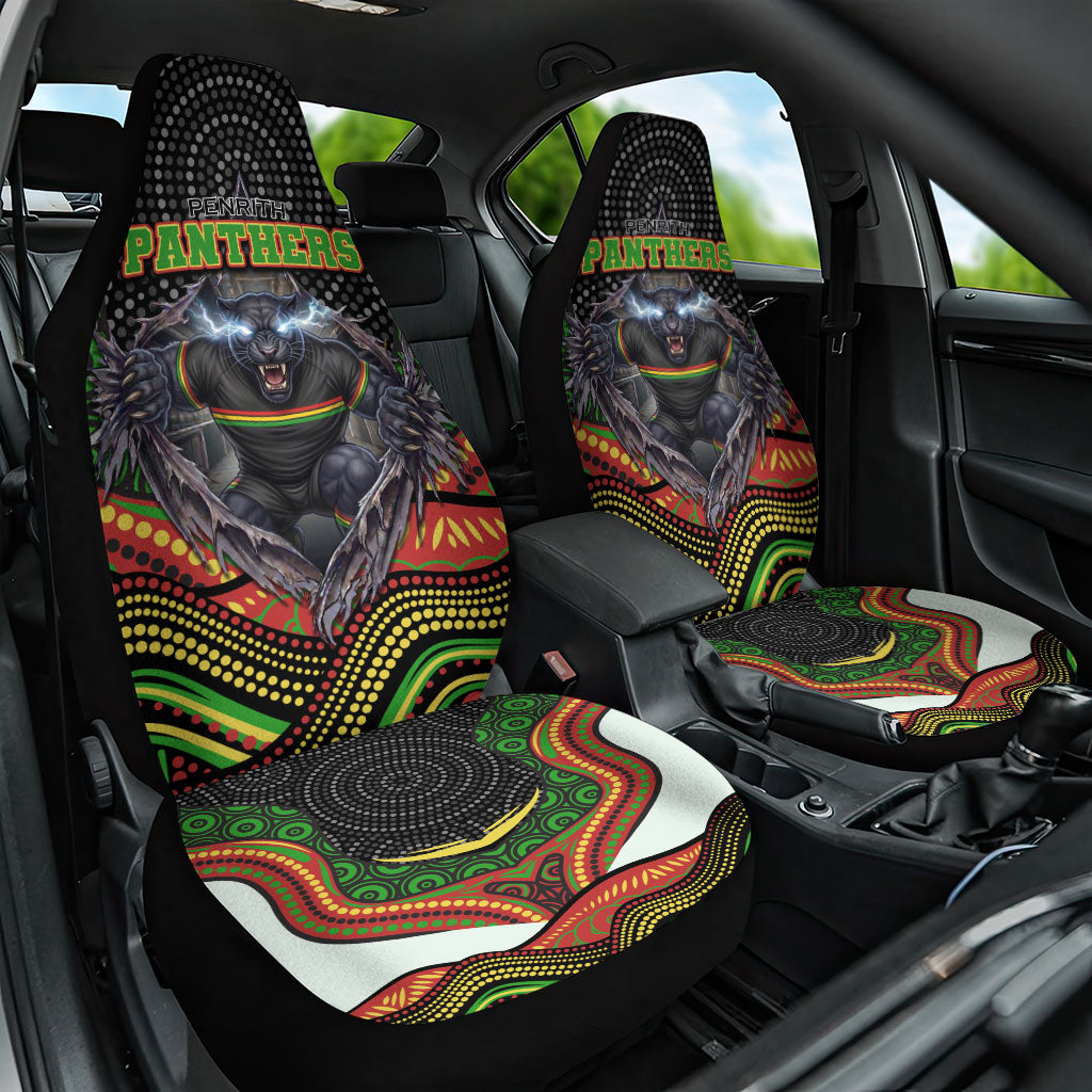 Penrith Panthers Car Seat Cover The Scream of Lightning Eyes - Indigenous Dot Ripping Effect
