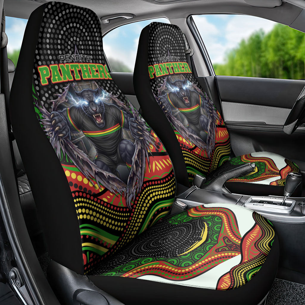 Penrith Panthers Car Seat Cover The Scream of Lightning Eyes - Indigenous Dot Ripping Effect