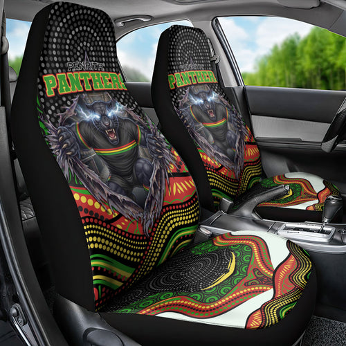 Penrith Panthers Car Seat Cover The Scream of Lightning Eyes - Indigenous Dot Ripping Effect