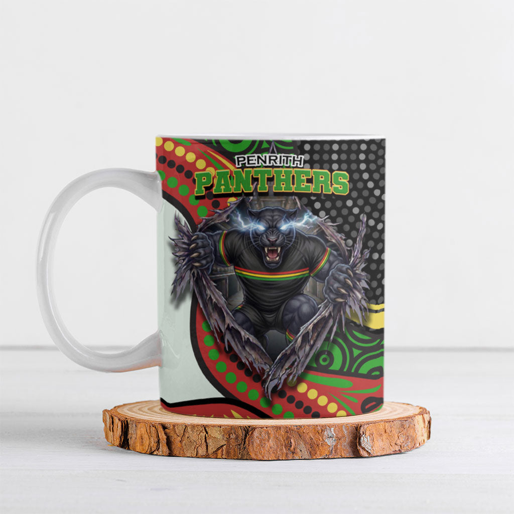 Penrith Panthers Ceramic Mug The Scream of Lightning Eyes - Indigenous Dot Ripping Effect