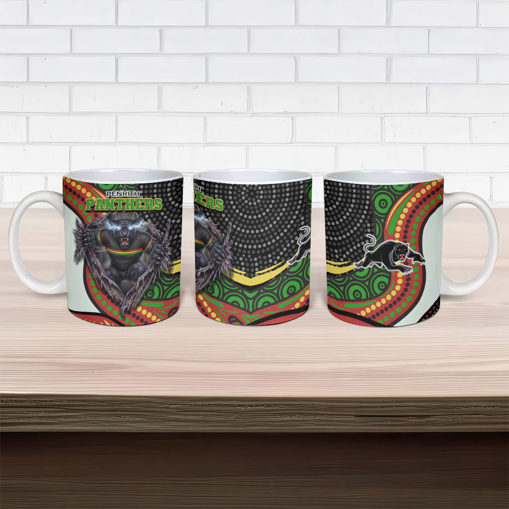 Penrith Panthers Ceramic Mug The Scream of Lightning Eyes - Indigenous Dot Ripping Effect