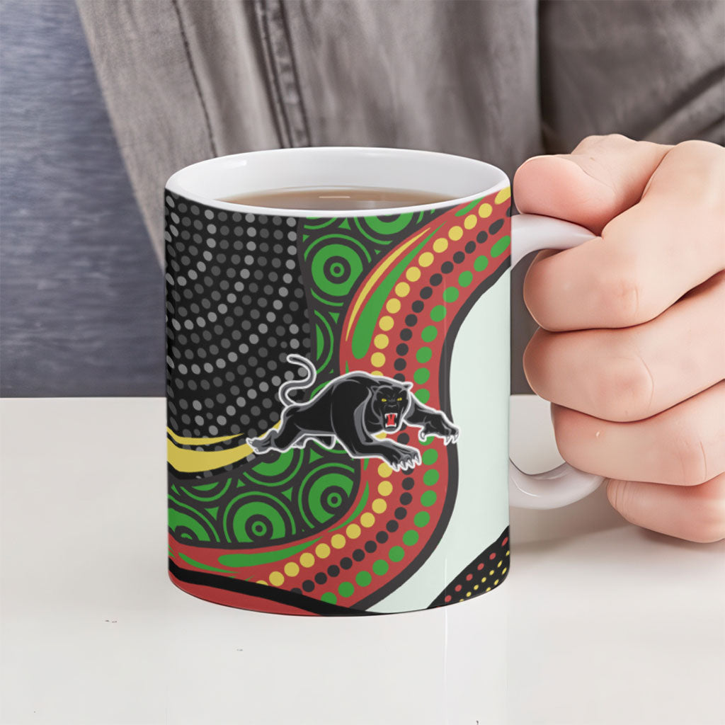 Penrith Panthers Ceramic Mug The Scream of Lightning Eyes - Indigenous Dot Ripping Effect