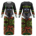 Penrith Panthers Couples Matching Long Sleeve Bodycon Dress and Hawaiian Shirt The Scream of Lightning Eyes - Indigenous Dot Ripping Effect