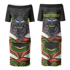 Penrith Panthers Couples Matching Puletasi and Hawaiian Shirt The Scream of Lightning Eyes - Indigenous Dot Ripping Effect