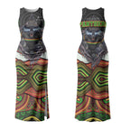Penrith Panthers Couples Matching Tank Maxi Dress and Long Sleeve Button Shirt The Scream of Lightning Eyes - Indigenous Dot Ripping Effect