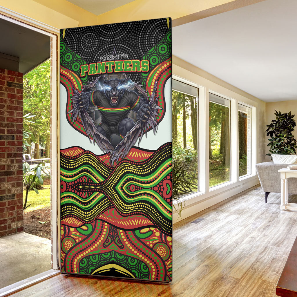 Penrith Panthers Door Cover The Scream of Lightning Eyes - Indigenous Dot Ripping Effect