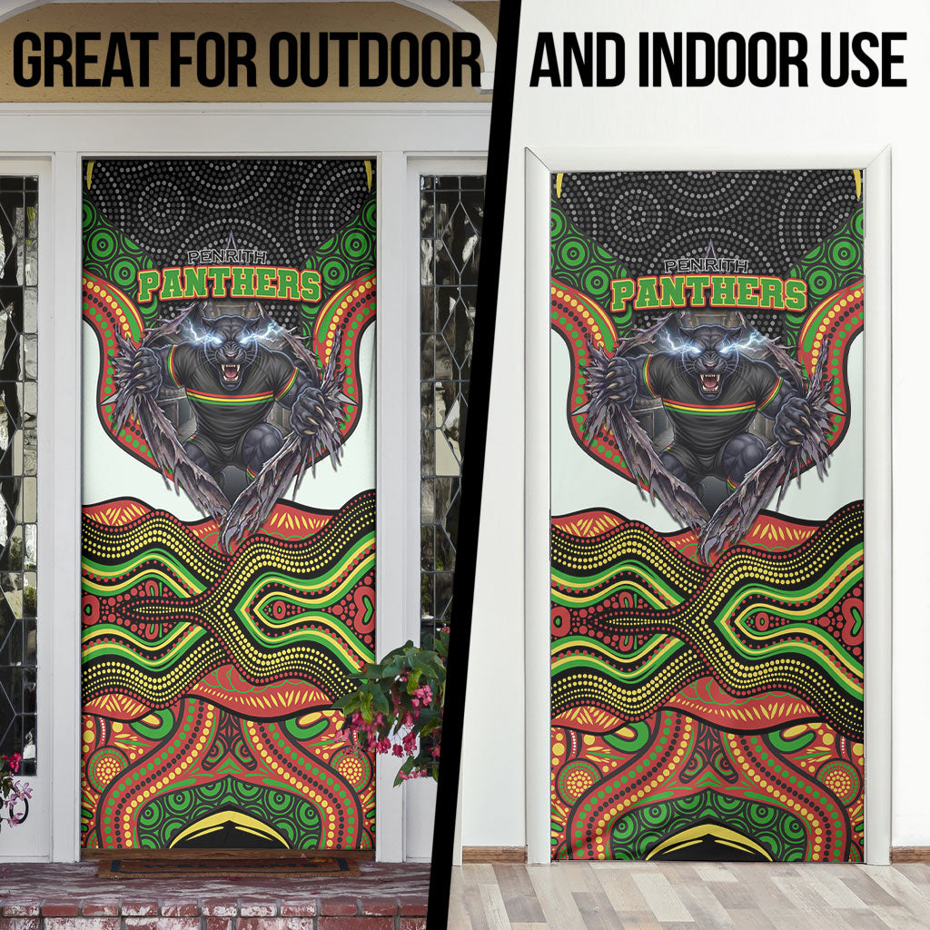 Penrith Panthers Door Cover The Scream of Lightning Eyes - Indigenous Dot Ripping Effect