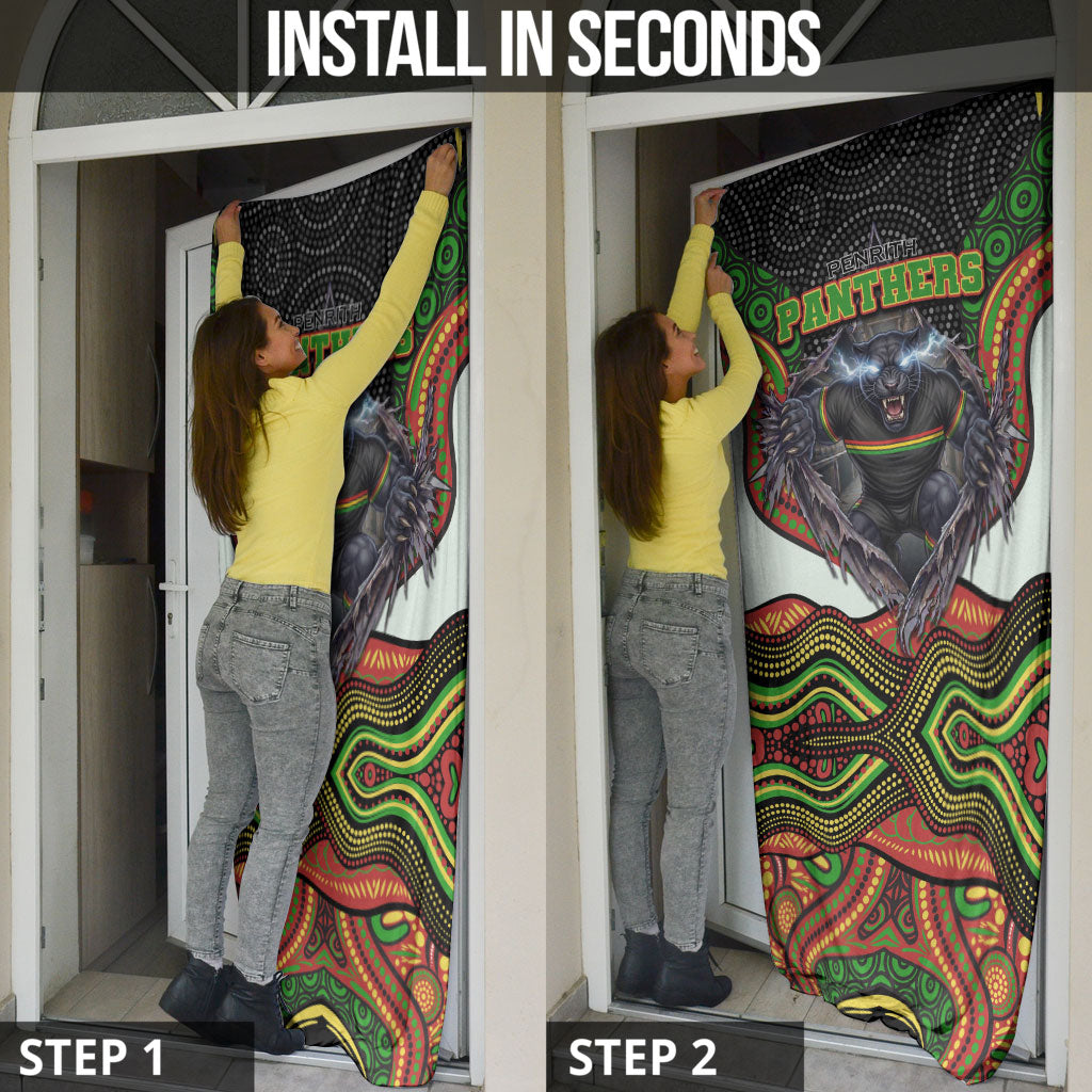 Penrith Panthers Door Cover The Scream of Lightning Eyes - Indigenous Dot Ripping Effect