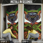 Penrith Panthers Door Cover The Scream of Lightning Eyes - Indigenous Dot Ripping Effect