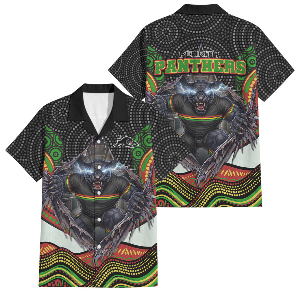 Penrith Panthers Family Matching Puletasi and Hawaiian Shirt The Scream of Lightning Eyes - Indigenous Dot Ripping Effect