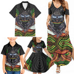 Penrith Panthers Family Matching Summer Maxi Dress and Hawaiian Shirt The Scream of Lightning Eyes - Indigenous Dot Ripping Effect