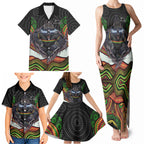 Penrith Panthers Family Matching Tank Maxi Dress and Hawaiian Shirt The Scream of Lightning Eyes - Indigenous Dot Ripping Effect