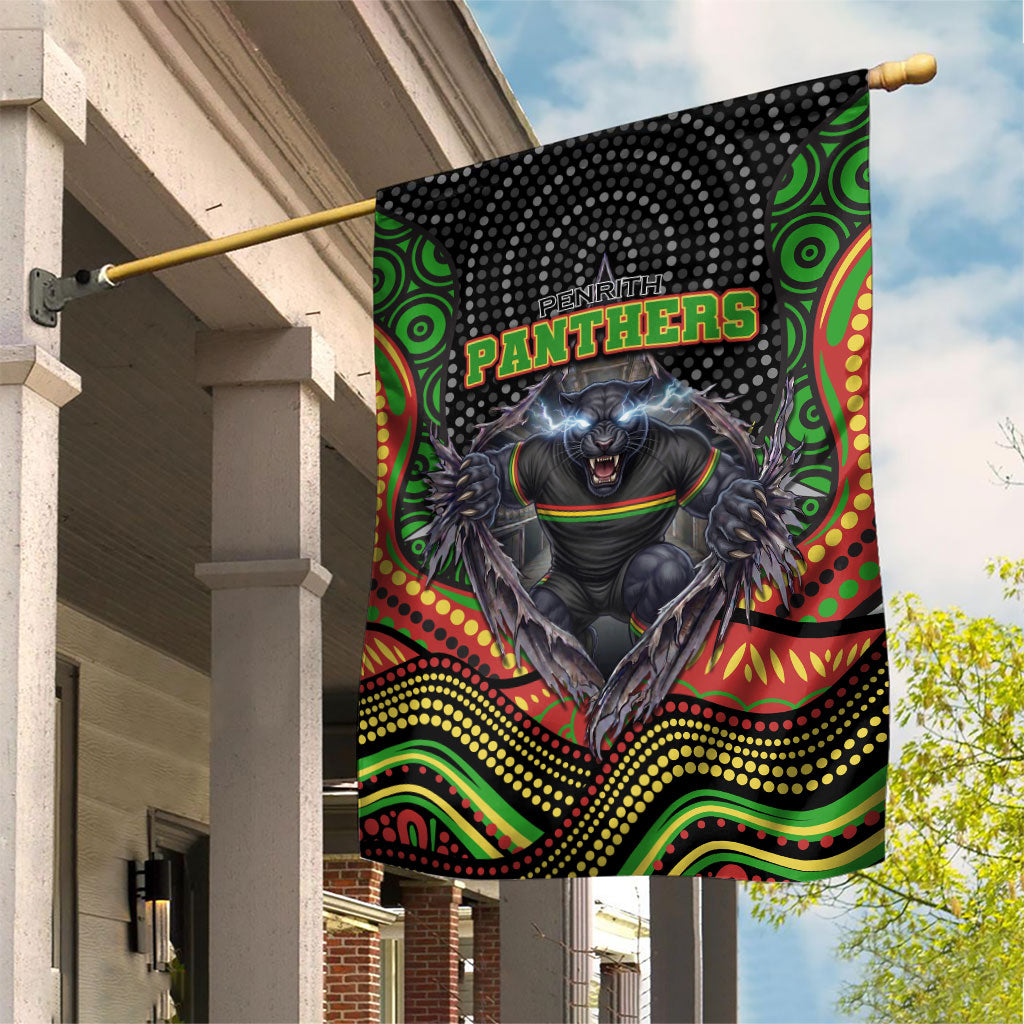 Penrith Panthers Garden Flag The Scream of Lightning Eyes - Indigenous Dot Ripping Effect