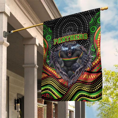 Penrith Panthers Garden Flag The Scream of Lightning Eyes - Indigenous Dot Ripping Effect