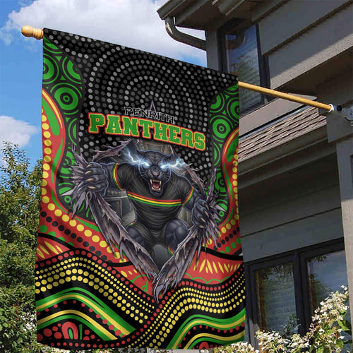 Penrith Panthers Garden Flag The Scream of Lightning Eyes - Indigenous Dot Ripping Effect