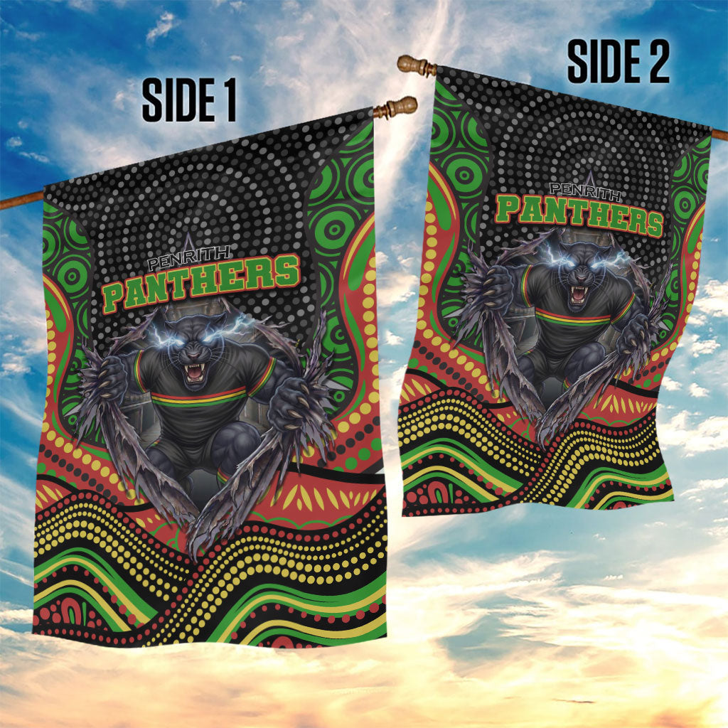 Penrith Panthers Garden Flag The Scream of Lightning Eyes - Indigenous Dot Ripping Effect