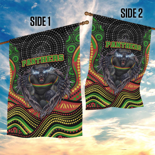 Penrith Panthers Garden Flag The Scream of Lightning Eyes - Indigenous Dot Ripping Effect