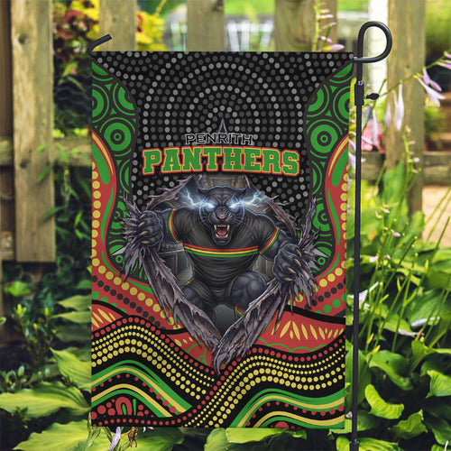 Penrith Panthers Garden Flag The Scream of Lightning Eyes - Indigenous Dot Ripping Effect