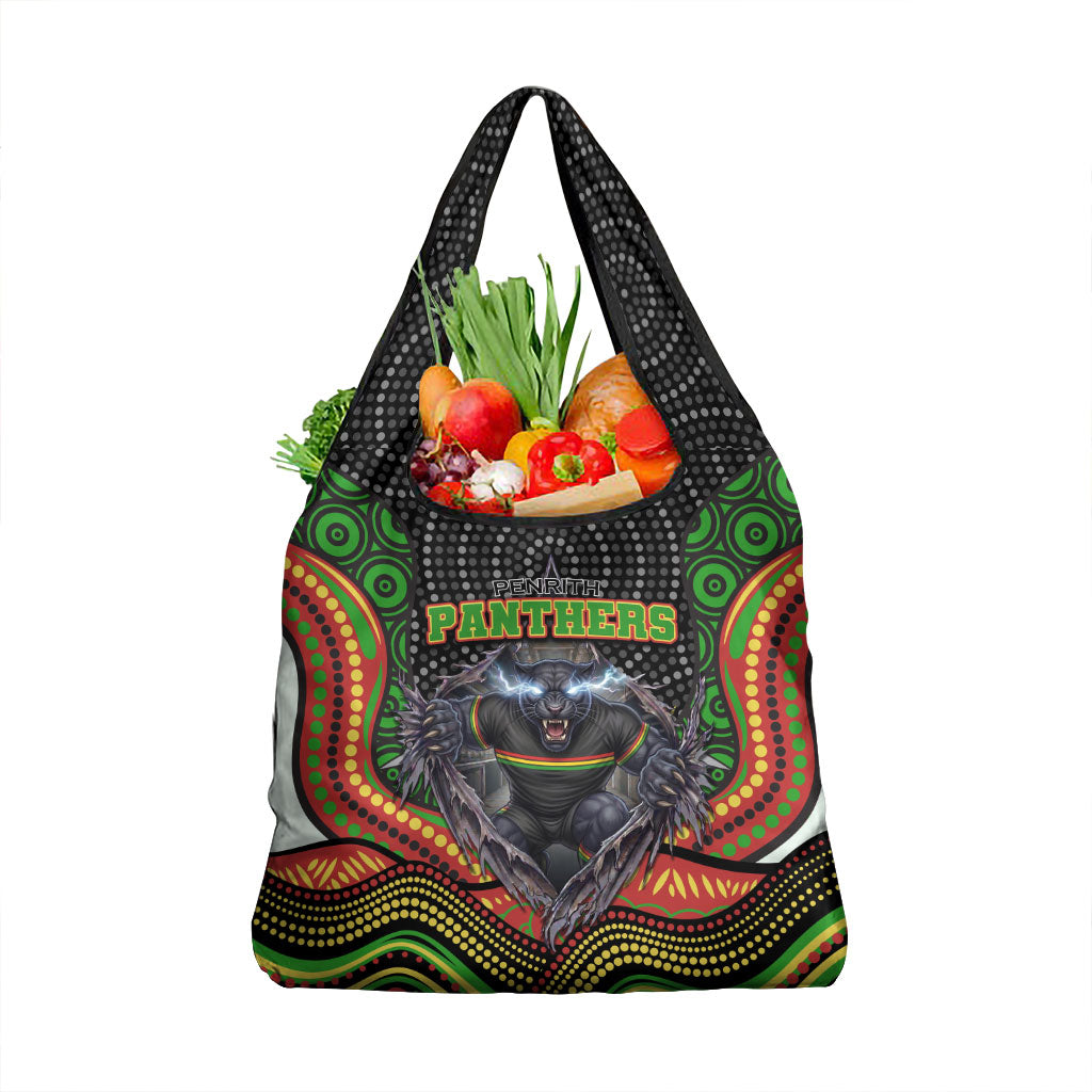 Penrith Panthers Grocery Bag The Scream of Lightning Eyes - Indigenous Dot Ripping Effect