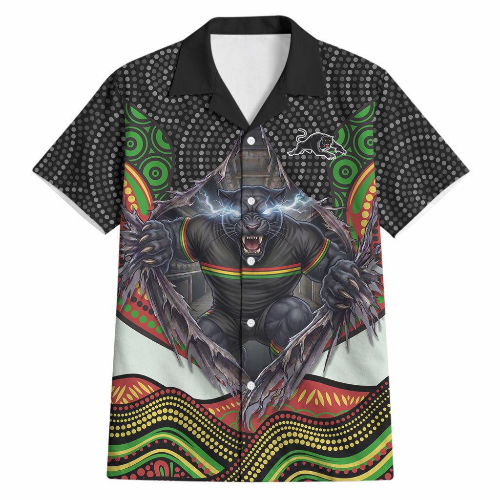 Penrith Panthers Hawaiian Shirt The Scream of Lightning Eyes - Indigenous Dot Ripping Effect