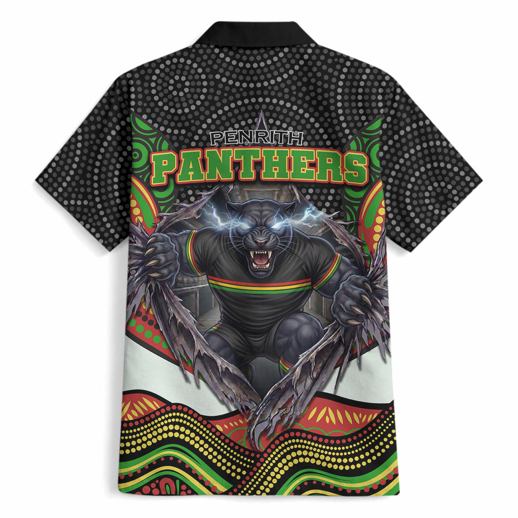 Penrith Panthers Hawaiian Shirt The Scream of Lightning Eyes - Indigenous Dot Ripping Effect