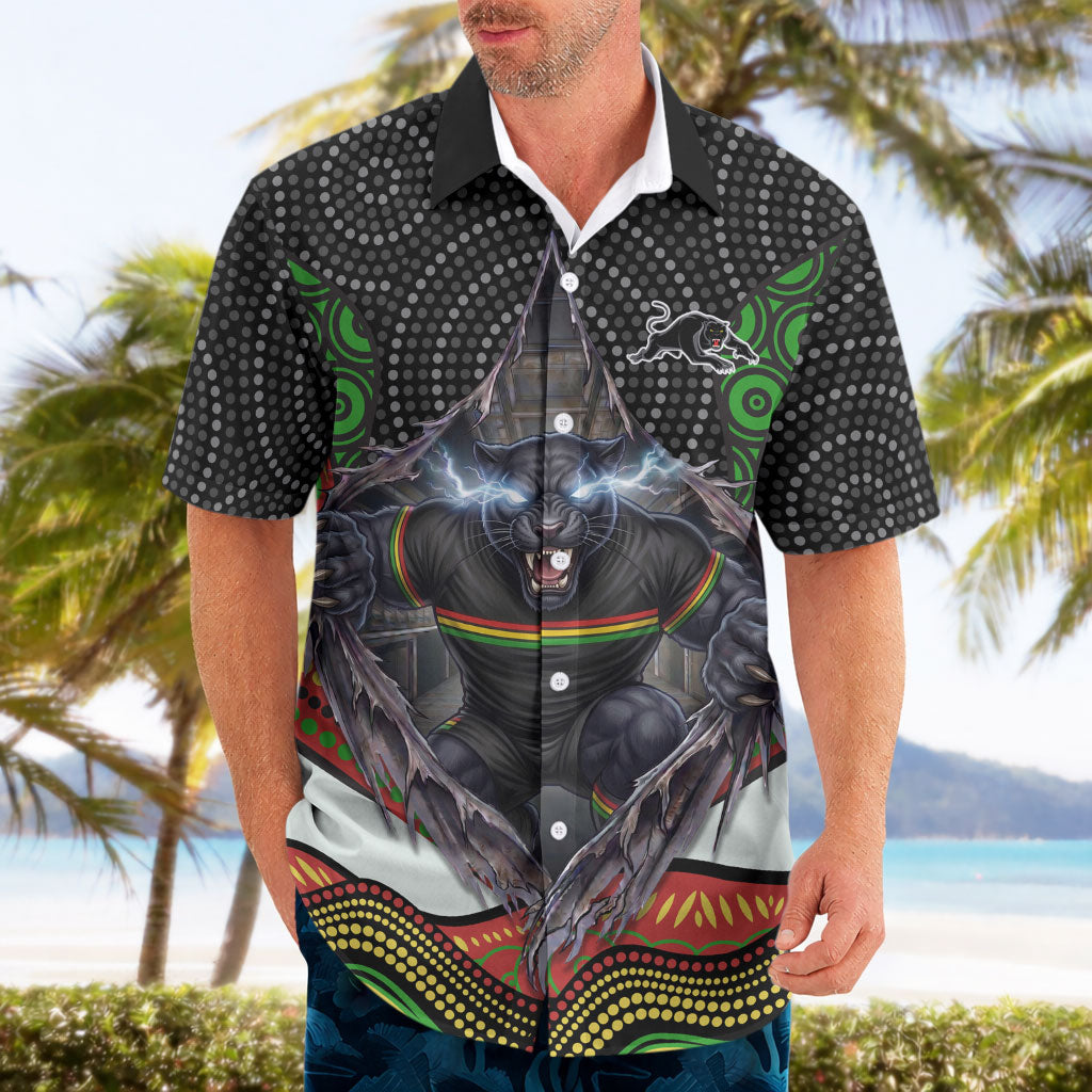 Penrith Panthers Hawaiian Shirt The Scream of Lightning Eyes - Indigenous Dot Ripping Effect