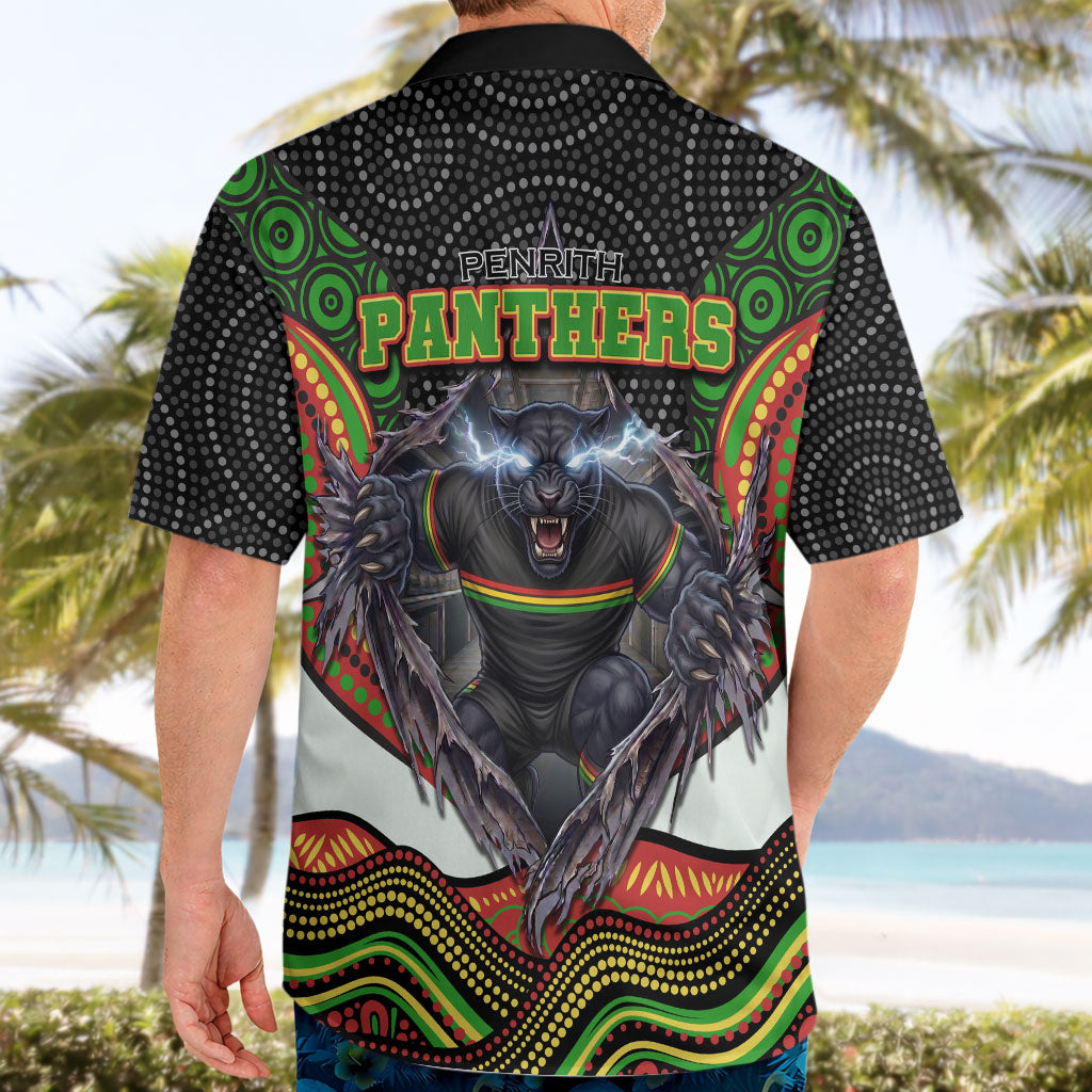 Penrith Panthers Hawaiian Shirt The Scream of Lightning Eyes - Indigenous Dot Ripping Effect