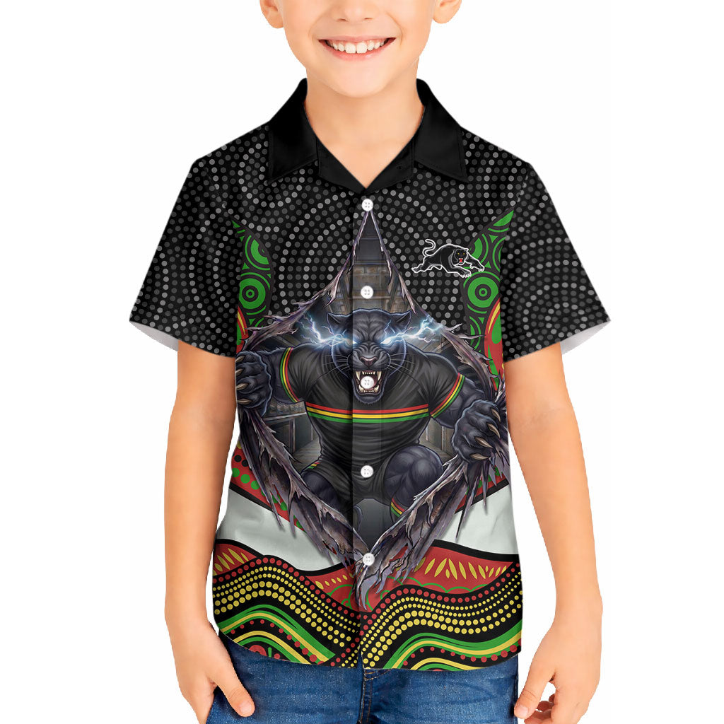 Penrith Panthers Hawaiian Shirt The Scream of Lightning Eyes - Indigenous Dot Ripping Effect
