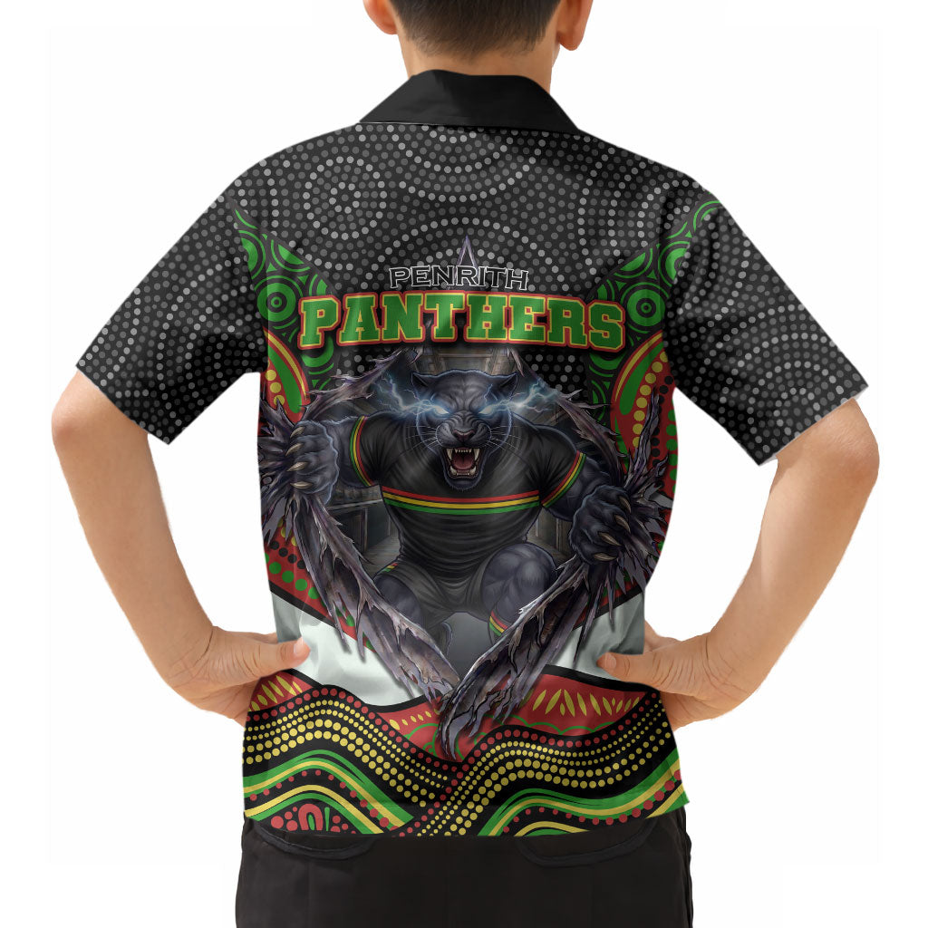 Penrith Panthers Hawaiian Shirt The Scream of Lightning Eyes - Indigenous Dot Ripping Effect