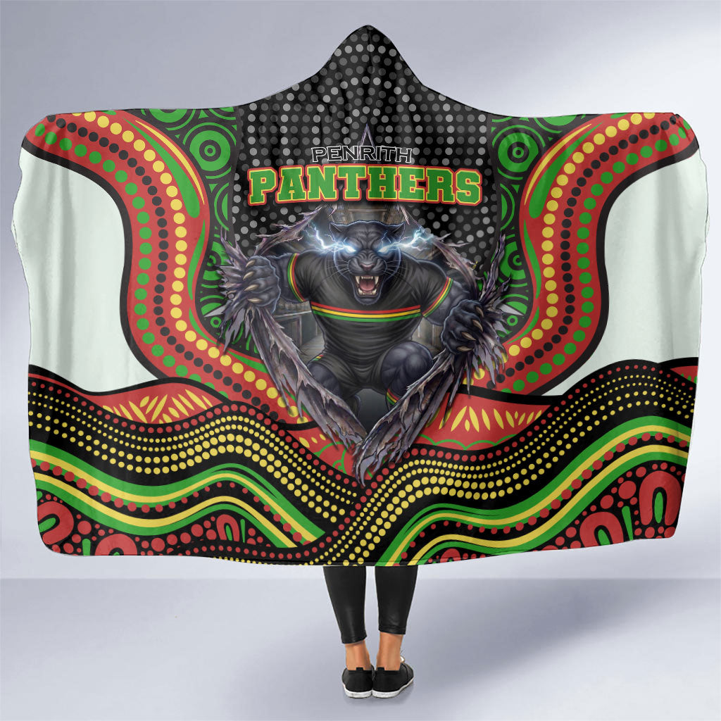 Penrith Panthers Hooded Blanket The Scream of Lightning Eyes - Indigenous Dot Ripping Effect