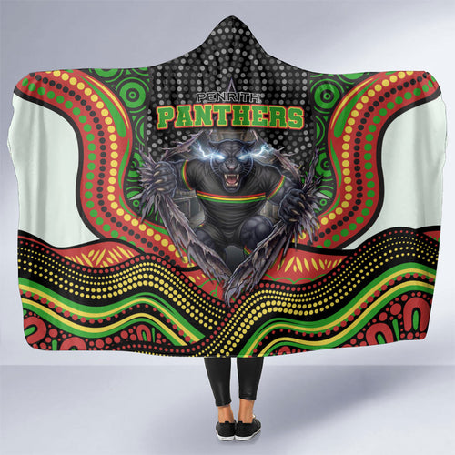 Penrith Panthers Hooded Blanket The Scream of Lightning Eyes - Indigenous Dot Ripping Effect