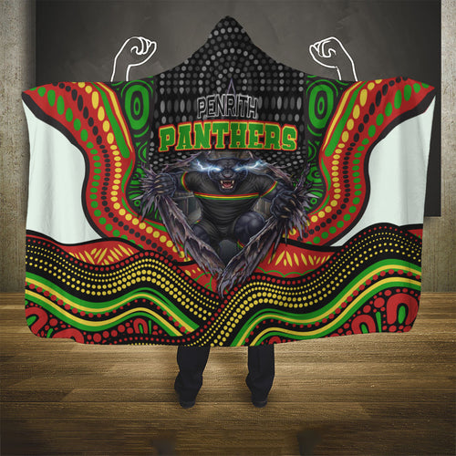 Penrith Panthers Hooded Blanket The Scream of Lightning Eyes - Indigenous Dot Ripping Effect