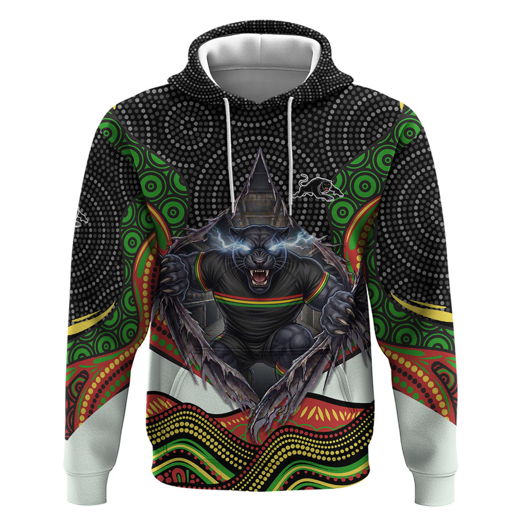 Penrith Panthers Hoodie The Scream of Lightning Eyes - Indigenous Dot Ripping Effect