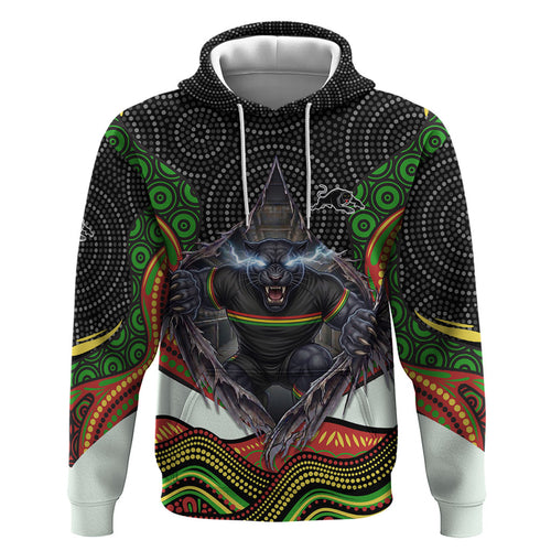 Penrith Panthers Hoodie The Scream of Lightning Eyes - Indigenous Dot Ripping Effect