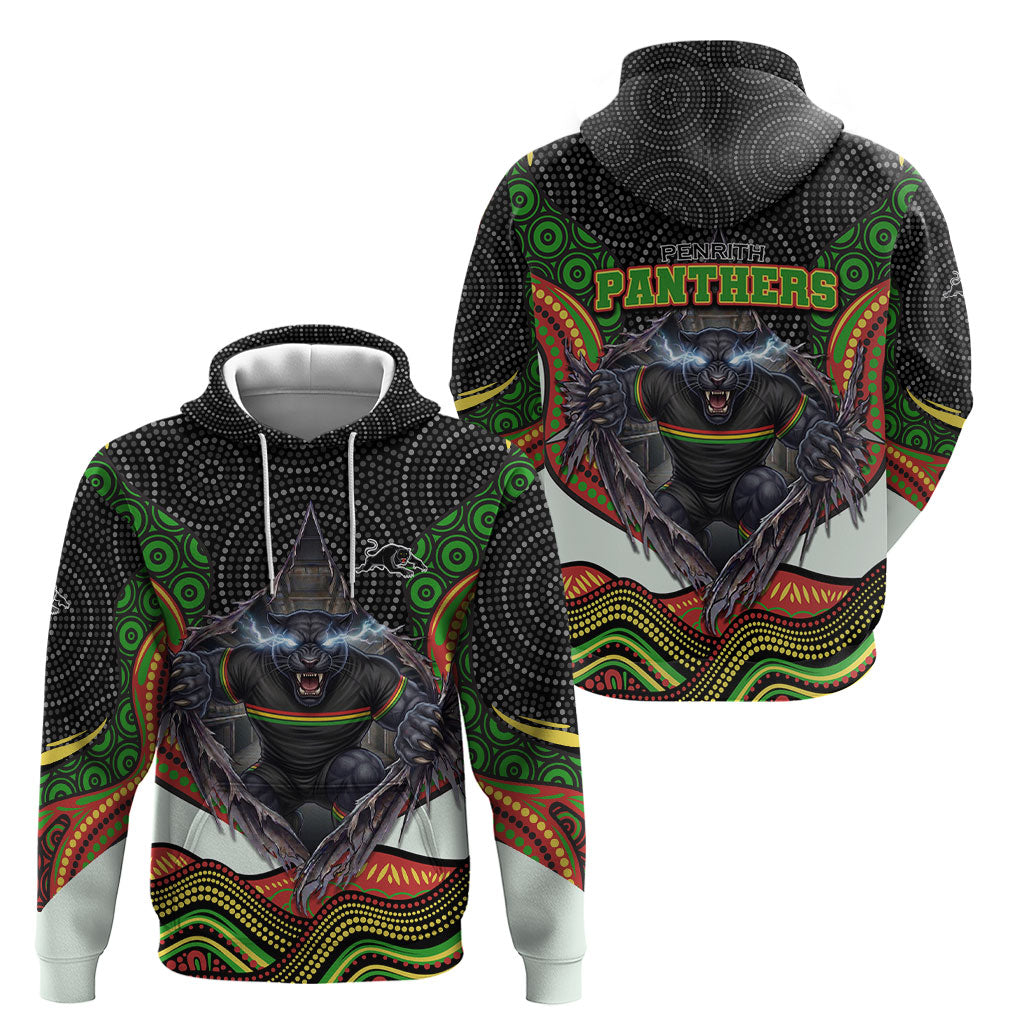 Penrith Panthers Hoodie The Scream of Lightning Eyes - Indigenous Dot Ripping Effect