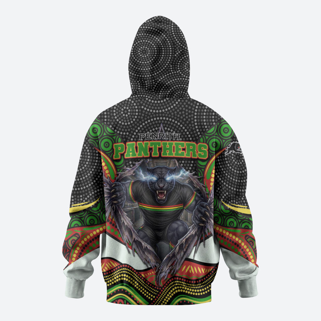 Penrith Panthers Hoodie The Scream of Lightning Eyes - Indigenous Dot Ripping Effect
