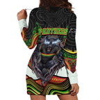 Penrith Panthers Hoodie Dress The Scream of Lightning Eyes - Indigenous Dot Ripping Effect