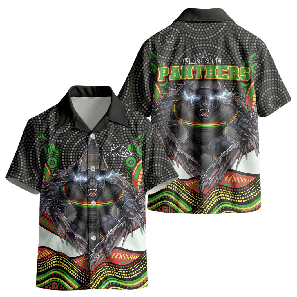 Penrith Panthers Kid Hawaiian Shirt The Scream of Lightning Eyes - Indigenous Dot Ripping Effect