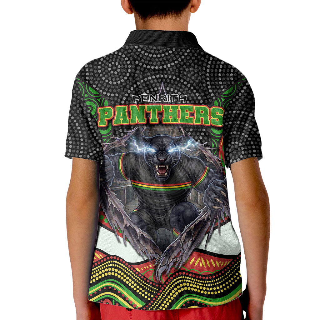 Penrith Panthers Kid Polo Shirt The Scream of Lightning Eyes - Indigenous Dot Ripping Effect