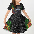 Penrith Panthers Kid Short Sleeve Dress The Scream of Lightning Eyes - Indigenous Dot Ripping Effect